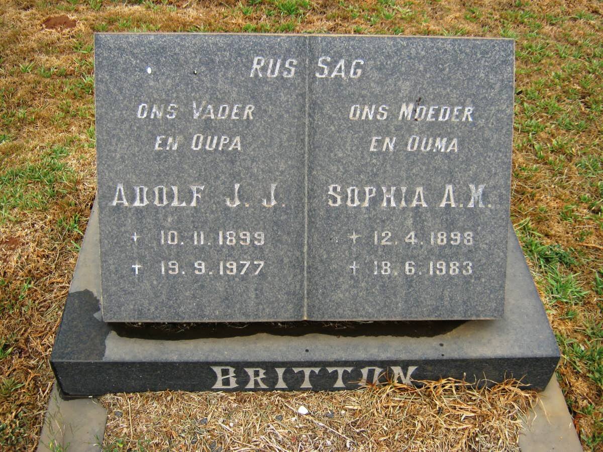 BRITTON Adolf J.J. 1899-1977 &amp; Sophia A.M. 1898-1983