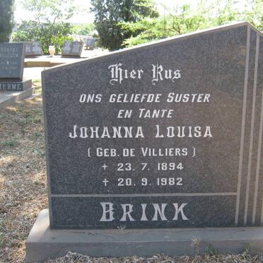 BRINK Johanna Louisa nee DE VILLIERS 1894-1982