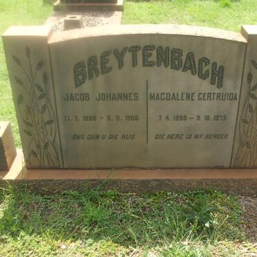 BREYTENBACH Jacob Johannes 1888-1965 &amp; Magdalene Gertruida 1890-1973