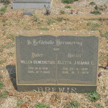 BREWIS Willem Benedictus 1891-1968 &amp; Aletta Johanna E. 1898-1979