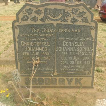 BROODRYK Christoffel Johannes 1880-1949 &amp; Cornelia Johanna Sophia DU-RAAN 1886-1992
