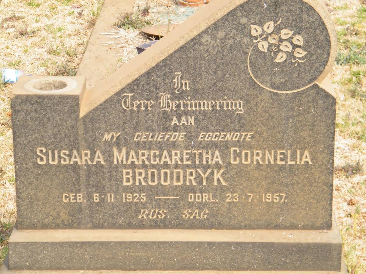 BROODRYK Susara Margaretha Cornelia 1925-1957