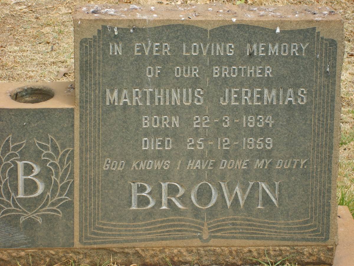 BROWN Marthinus Jeremias 1934-1959