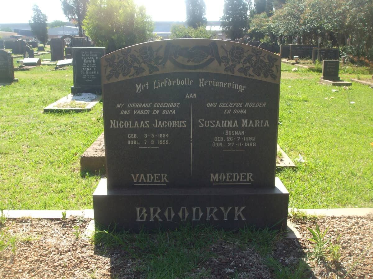 BROODRYK Nicolaas Jacobus 1884-1959 &amp; Susanna Maria NOSMAN 1892-1968