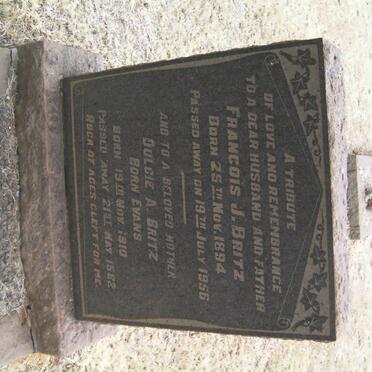 BRITZ Francois J. 1894-1958 &amp; Dulcie A. EVANS 1910-1962