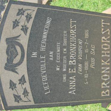 BRONKHORST Anna E. nee VAN VUUREN 1906-1965