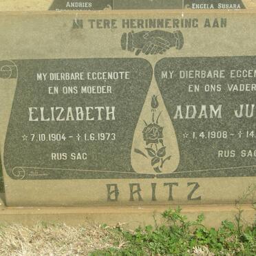 BRITZ Adam Jurie 1908-1984 &amp; Elizabeth 1904-1973