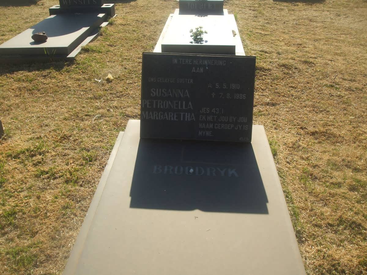 BROODRYK Susanna Petronella Margaretha 1910-1986
