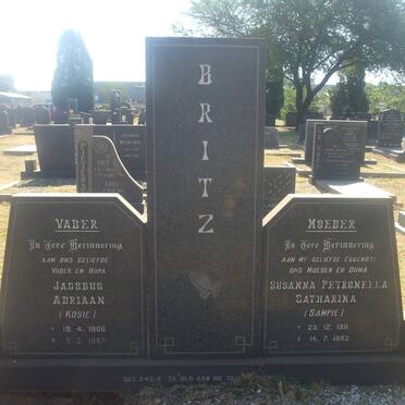BRITZ Jacobus Adriaan 1906-1987 &amp; Susanna Petronella Catharina 1911-1983