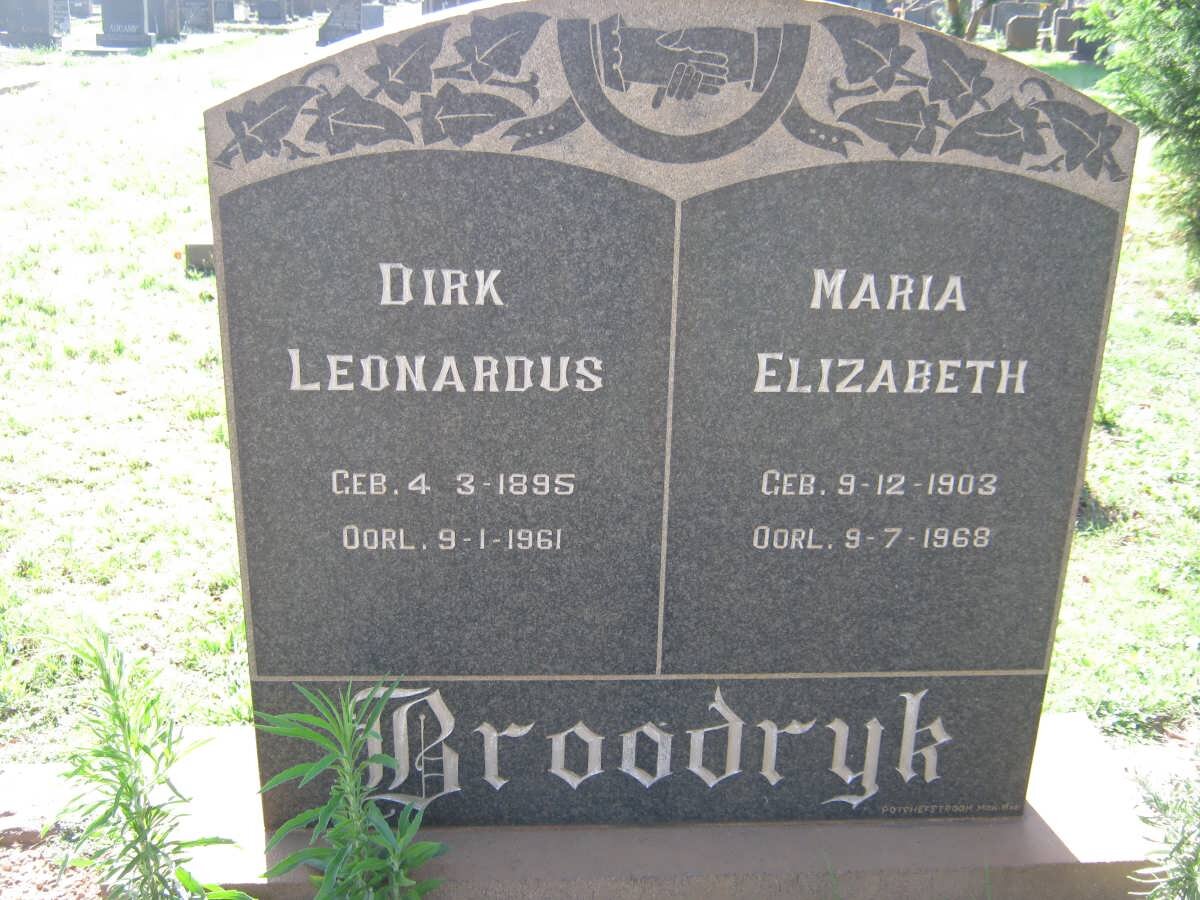 BROODRYK Dirk Leonardus 1895-1961 &amp; Maria Elizabeth 1903-1968