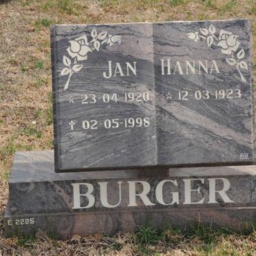 BURGER Jan 1920-1998 &amp; Hanna 1923-