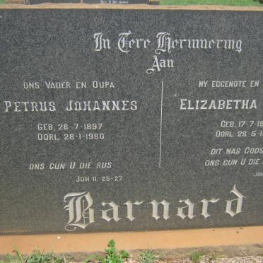 BARNARD Petrus Johannes 1897-1980 &amp; Elizabetha Johanna 1903-1968