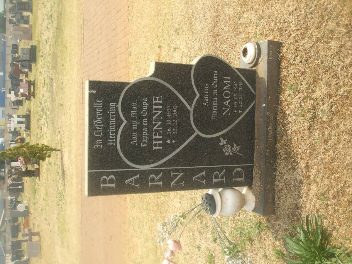 BARNARD Hendrik Louis 1937-2002 &amp; Naomi 1942-2004
