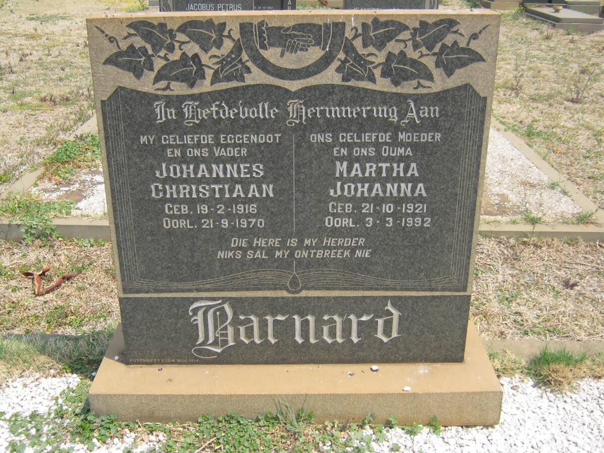 BARNARD Johannes Christiaan 1916-1970 &amp; Martha Johanna 1921-1992