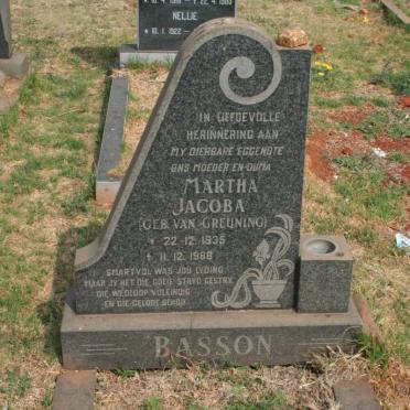 BASSON Martha Jacoba nee VAN GREUNING 1935-1988