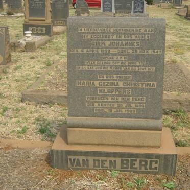 BERG Dirk Johannes, van den 1892-1949 :: KLOPPERS Maria Gezina Christina voorheen VAN DEN BERG nee VENTER 1896-1968