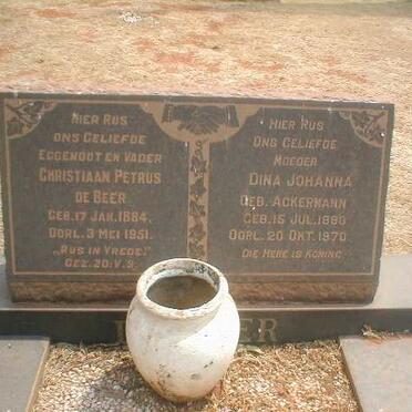 BEER Christiaan Petrus, de 1884-1951 &amp; Dina Jacoba ACKERMANN 1890-1970