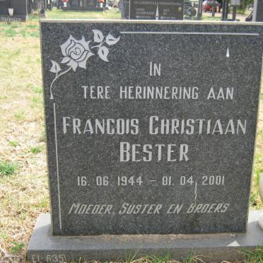 BESTER Francois Christiaan 1944-2001
