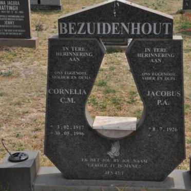 BEZUIDENHOUT Jacobus P.A. 1926- &amp; Cornelia C.M. 1917-1996