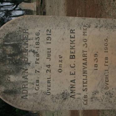 BEKKER Adrian 1836-1912 &amp; Anna M.C. STEIJNVAART 1939-1905