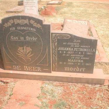 BEER Dawid Johannes, de 1926-1981 &amp; Johanna Petronella 1927-1967 :: DE BEER Maryna 1965-1967