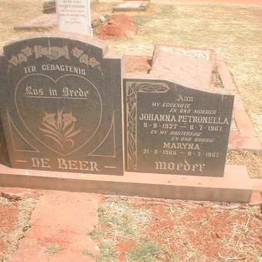 BEER Dawid Johannes, de 1926-1981 &amp; Johanna Petronella 1927-1967 :: DE BEER Maryna 1965-1967