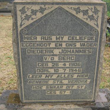 BERG Diederik Johannes, v.d. 1906-1946 &amp; Maria Hendrika 1909-2006