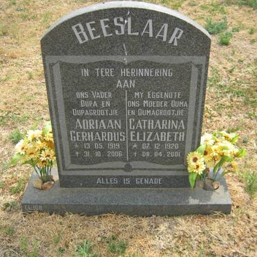 BEESLAAR Adriaan Gerhardus 1919-2006 &amp; Catharina Elizabeth 1920-2001