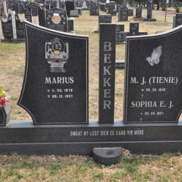 BEKKER M.J. 1935- &amp; Sophia E.J. 1937- :: BEKKER Marius 1973-1997