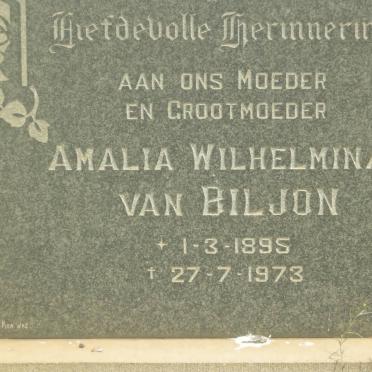 BILJON Amalia Wilhelmina, van 1895-1973