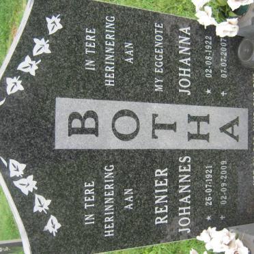 BOTHA Renier Johannes 1921-2009 &amp; Johanna 1922-2007