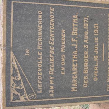 BOTHA Margaretha J.F. nee BURGER 1871-1931