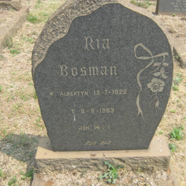 BOSMAN Ria nee ALBERTYN 1922-1963