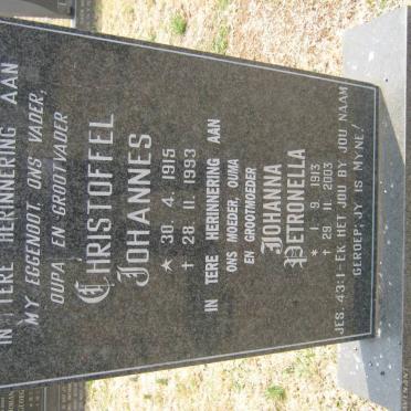 BOTHA Christoffel Johannes 1915-1993 &amp; Johanna Petronella 1913-2003