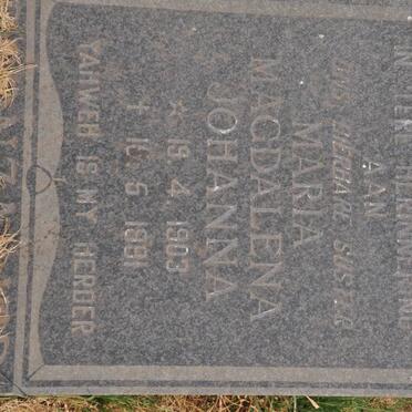 BOONZAAIER Maria Magdalena Johanna 1903-1981