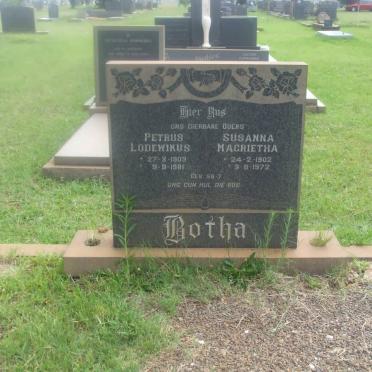 BOTHA Petrus Lodewikus 1909-1981 &amp; Susanna Magrietha 1902-1972
