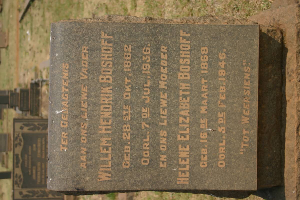 BOSHOFF Willem Hendrik 1862-1936 &amp; Helene Elizabeth 1868-1946