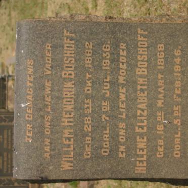 BOSHOFF Willem Hendrik 1862-1936 &amp; Helene Elizabeth 1868-1946
