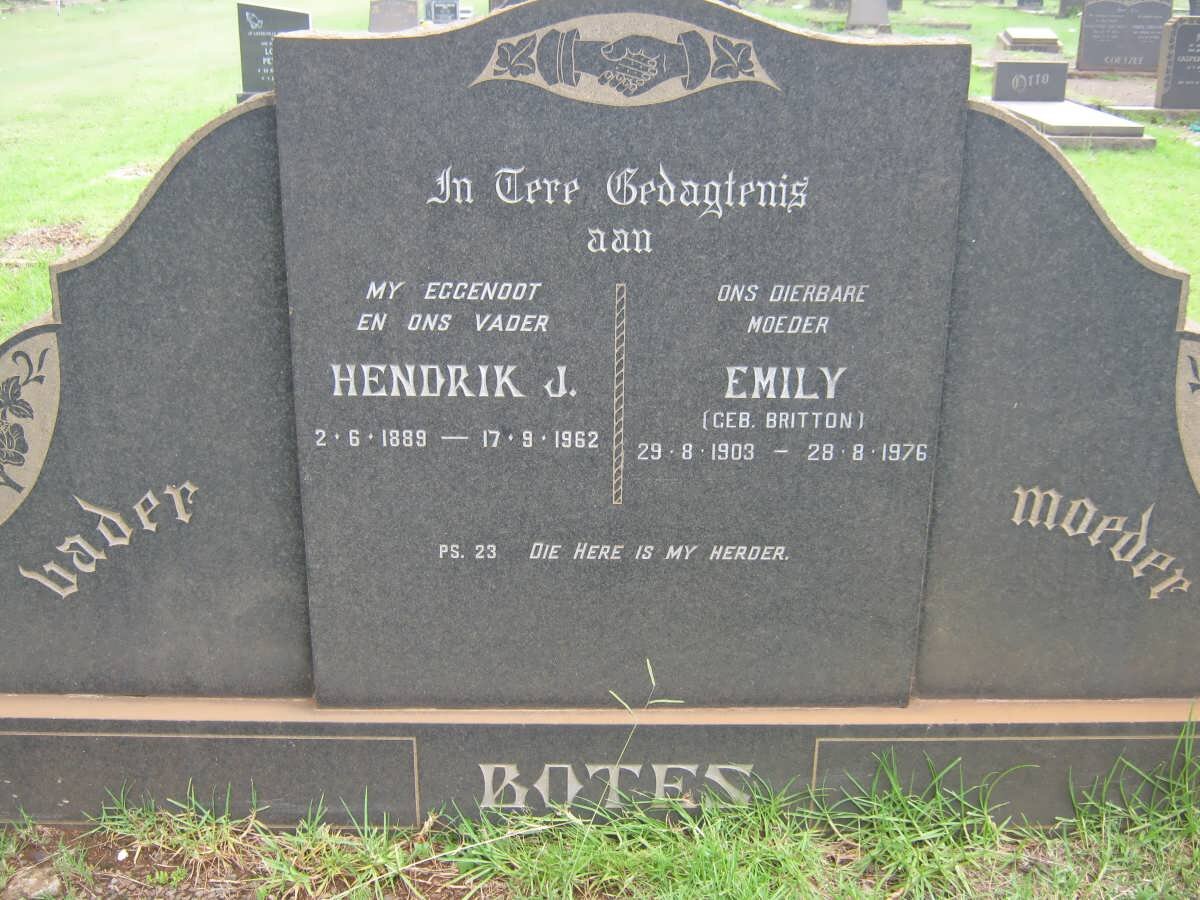 BOTES Hendrik J. 1889-1962 &amp; Emily BRITTON 1903-1976
