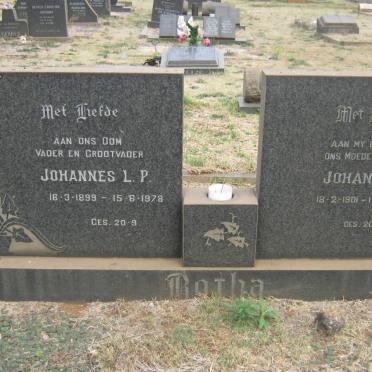 BOTHA Johannes L.P. 1899-1978 &amp; Johanna M. 1901-1974