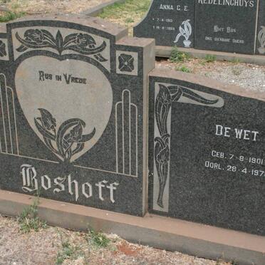 BOSHOFF De Wet 1901-1976