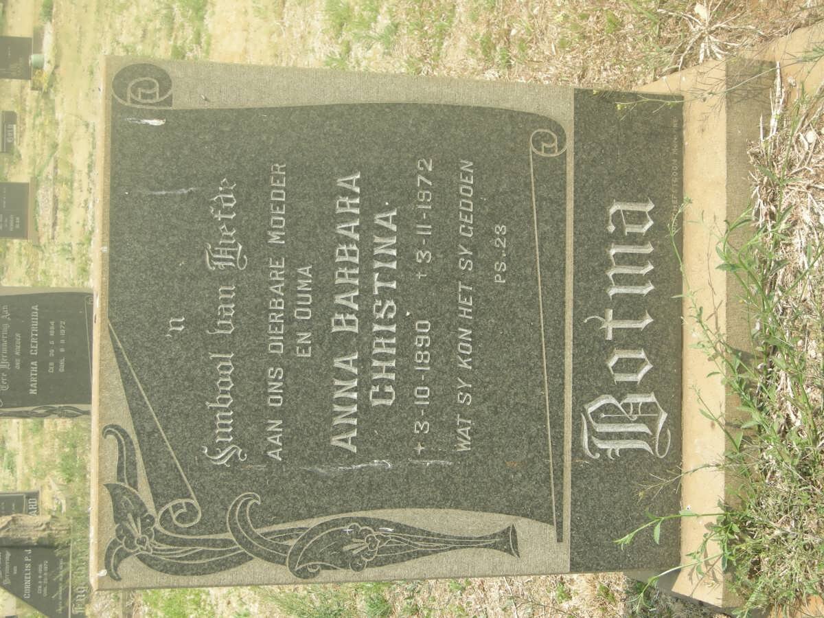 BOTMA Anna Barbara Christina 1890-1972