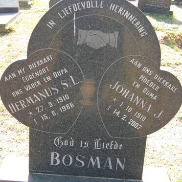 BOSMAN Hermanus S.L. 1910-1986 &amp; Johanna J. 1910-2007