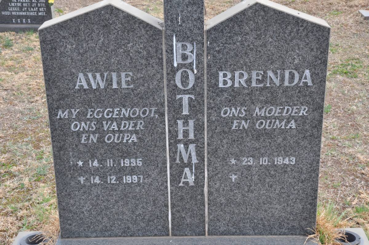 BOTHMA Awie 1935-1997 &amp; Brenda 1943-