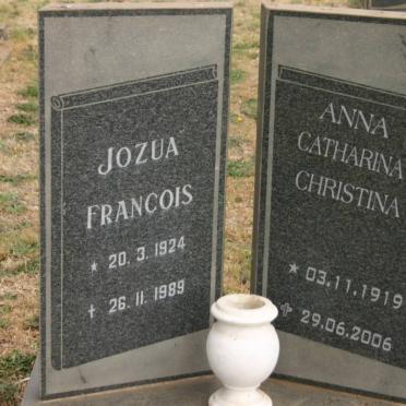 CLOETE Jozua Francois 1924-1989 &amp; Anna Catharina Christina 1919-2006