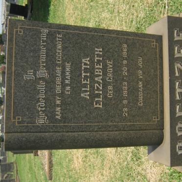 COETZEE Aletta Elizabeth nee GROVÉ 1933-1968