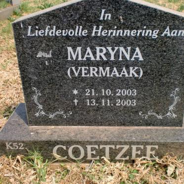 COETZEE Maryna nee VERMAAK 2003-2003