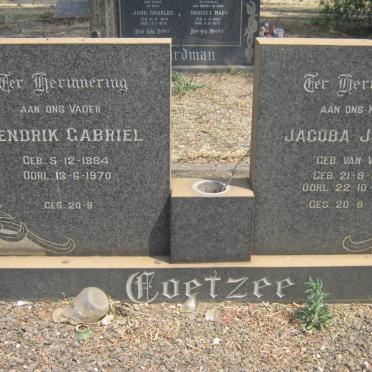 COETZEE Hendrik Gabriël 1884-1970 &amp; Jacoba Johanna VAN VUUREN 1898-1973