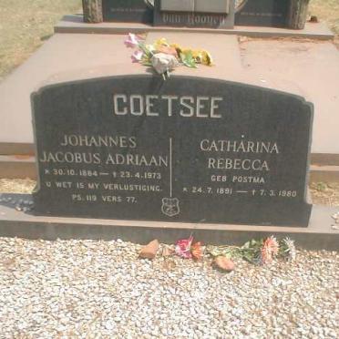 COETSEE Johannes Jacobus Adriaan 1884-1973 &amp; Catharina Rebecca POSTMA 1891-1980