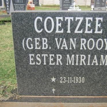COETZEE Hendrik Johannes 1930-2009 &amp; Ester Miriam VAN ROOY 1930-